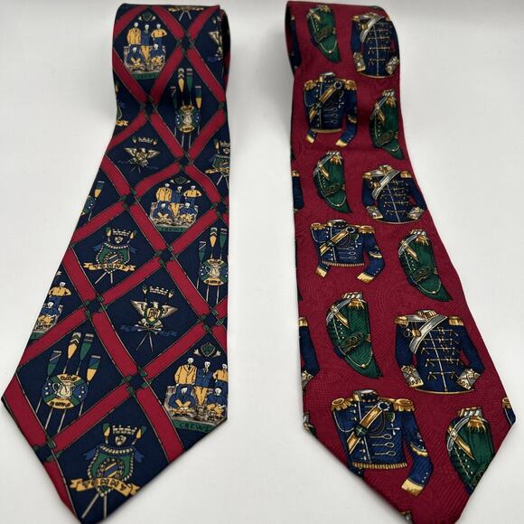Lot of 2 Vintage Tommy Hilfiger Ties Crews Rowing Nautical Royal Military Silk - Picture 1 of 6